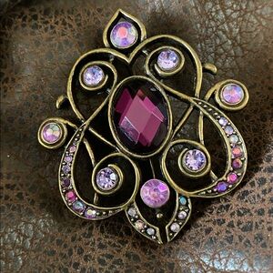 Antique Style Gold and Purple Brooch